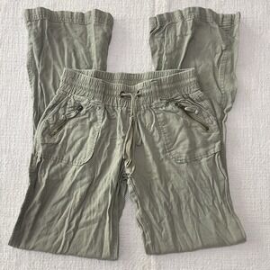 VTG Y/K 2000s BeBop Women's XS Green Baggy Pants Linen Cotton Pull On Boho